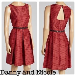 Red Black Dot Sleeveless pinup rockabilly Dress red black. Cutout. Fit n flare